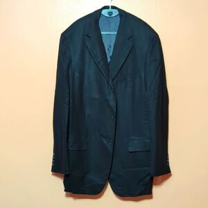 Isaia Napoli Black 100% Pure Cashmere Nothched Lapels Slim Fit Blazer Jacket 54L